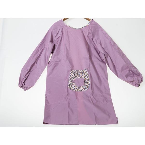 無地 撥水 エプロン スモック ポケット割烹着 家事 料理 掃除などに#バイオレット