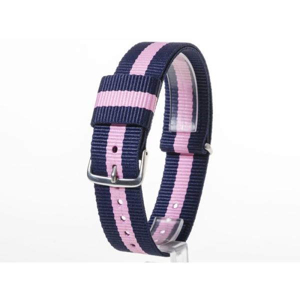 交換用 ナイロン製 腕時計 ベルト バンド 20mm#ブルー+ピンク+ブルー