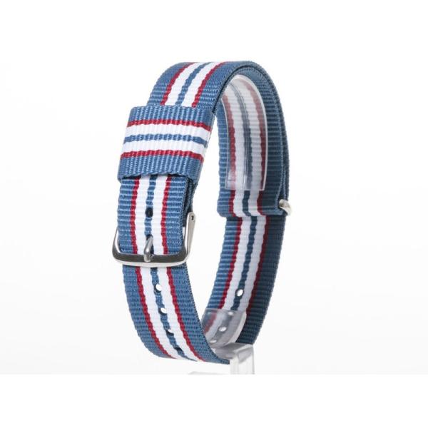 交換用 ナイロン製 腕時計 ベルト バンド 20mm#レインボーブルー