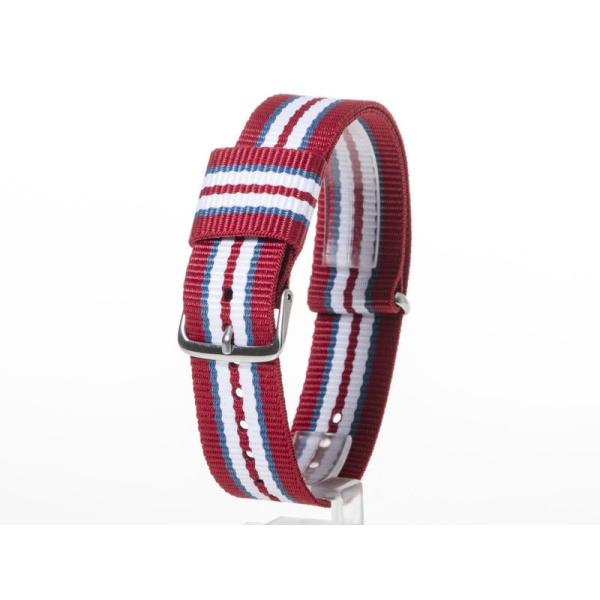 交換用 ナイロン製 腕時計 ベルト バンド 20mm#レインボーレッド