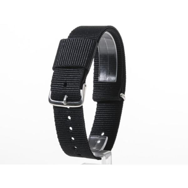 交換用 ナイロン製 腕時計 ベルト バンド 20mm#ブラック
