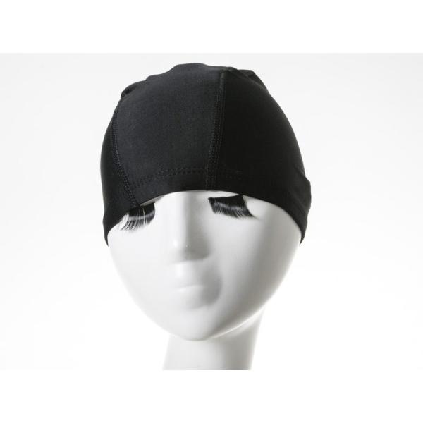 男女兼用 弾性繊維製 水泳帽 スイムキャップ フリーサイズ シンプル #無地 ブラック