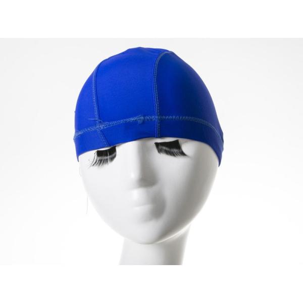 男女兼用 弾性繊維製 水泳帽 スイムキャップ フリーサイズ シンプル #無地 ブルー