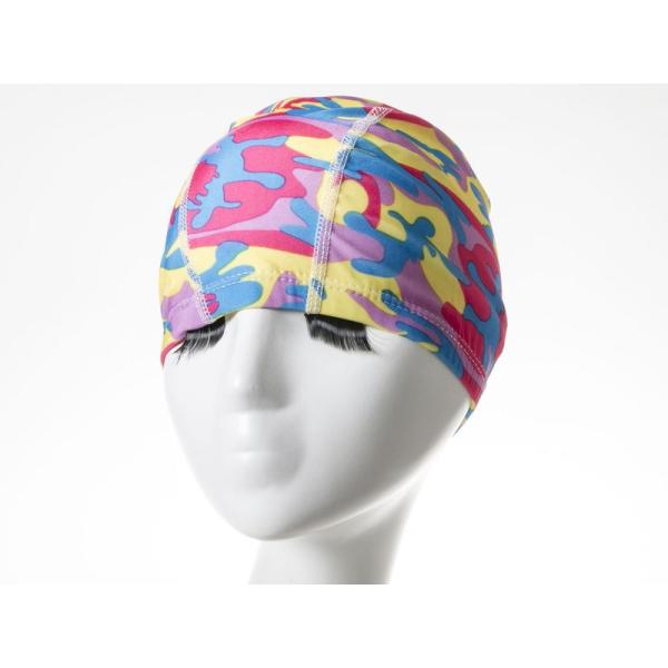 男女兼用 弾性繊維製 水泳帽 スイムキャップ フリーサイズ シンプル #迷彩柄