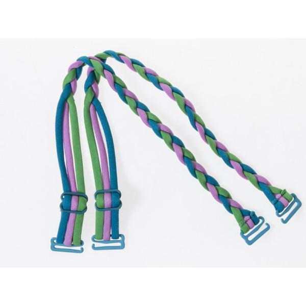 レディースファッション 三つ編みタイプ ブラジャー付け替えストラップ#エメラルド×紫×緑