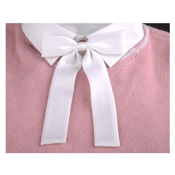 レディースファッション 学生風 無地 リボンタイ 蝶タイ ボウタイ 結ぶ必要なし#ホワイト