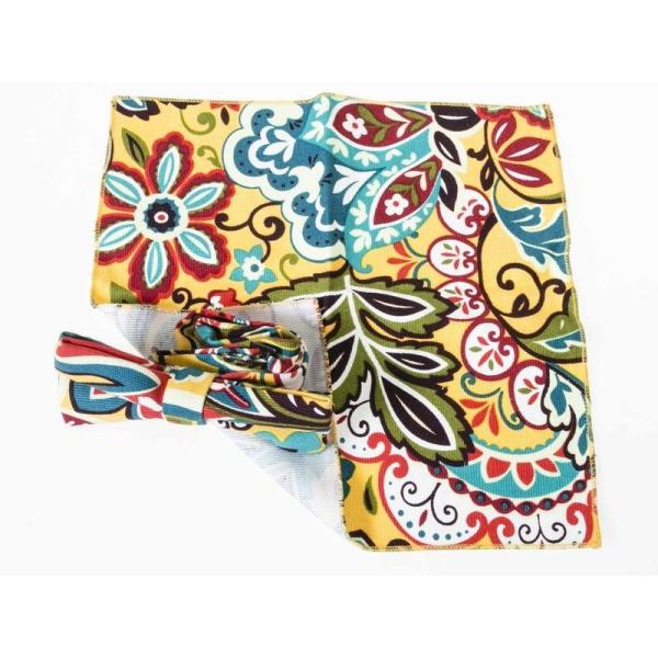 男女兼用 ファッション ビジネス カジュアル 蝶ネクタイ×ポケットチーフ セット #タイプ04