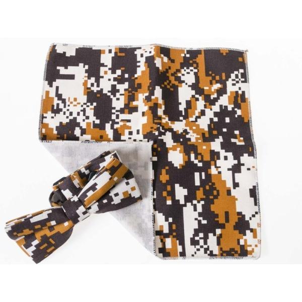 男女兼用 ファッション ビジネス カジュアル 蝶ネクタイ×ポケットチーフ セット #タイプ23