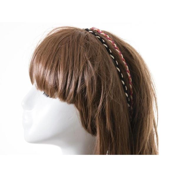 レディースファッション ボヘミアン風 カチューシャ ヘアバンド アクセサリー#タイプC ベージュ×青...