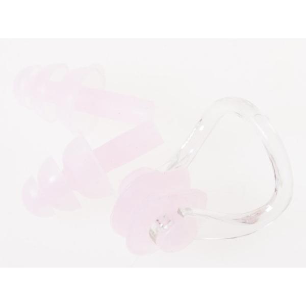 子供 大人 男女兼用 水泳 サポーター 補助用品 ソフト耳栓+ノーズクリップ鼻栓 セット#ピンク