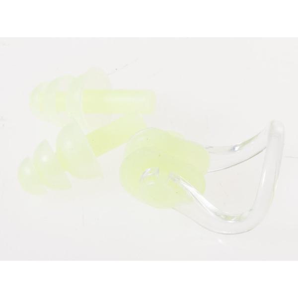 子供 大人 男女兼用 水泳 サポーター 補助用品 ソフト耳栓+ノーズクリップ鼻栓 セット#グリーン