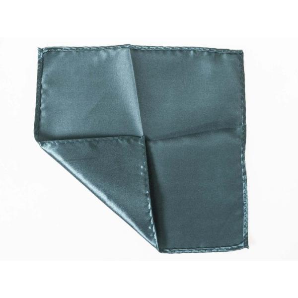 メンズファション ビジネス カジュアル 光沢感 無地 ポケットチーフ ハンカチ#ダークグリーン