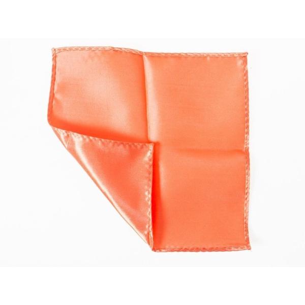 メンズファション ビジネス カジュアル 光沢感 無地 ポケットチーフ ハンカチ#オレンジ