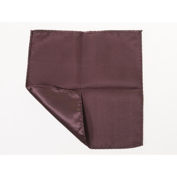 メンズファション ビジネス カジュアル 光沢感 無地 ポケットチーフ ハンカチ#ブラウン