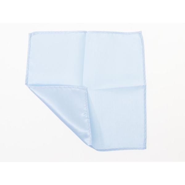 メンズファション ビジネス カジュアル 光沢感 無地 ポケットチーフ ハンカチ#スカイブルー