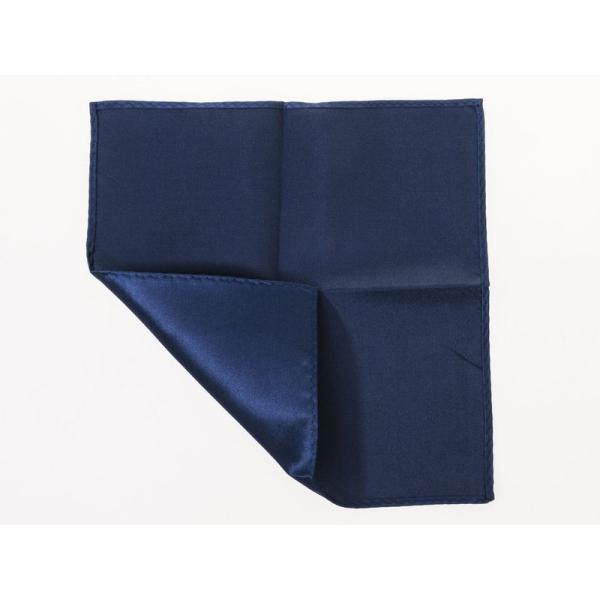 メンズファション ビジネス カジュアル 光沢感 無地 ポケットチーフ ハンカチ#ネイビー