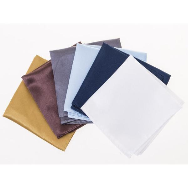 メンズファション ビジネス カジュアル 光沢感 無地 ポケットチーフ ハンカチ#ホワイト