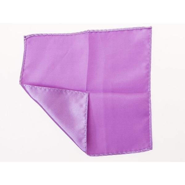 メンズファション ビジネス カジュアル 光沢感 無地 ポケットチーフ ハンカチ#ライトパープル
