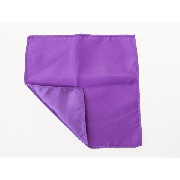 メンズファション ビジネス カジュアル 光沢感 無地 ポケットチーフ ハンカチ#パープル