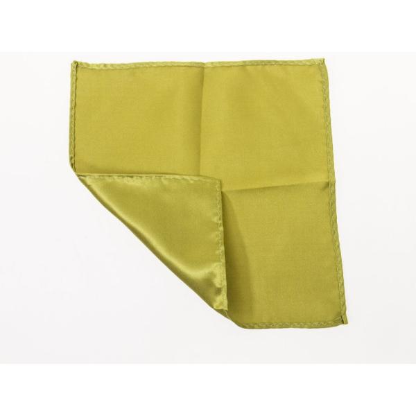 メンズファション ビジネス カジュアル 光沢感 無地 ポケットチーフ ハンカチ#グリーン