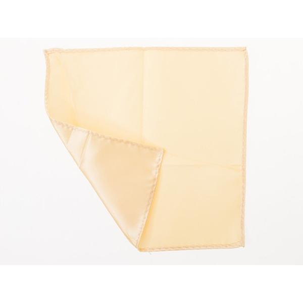 メンズファション ビジネス カジュアル 光沢感 無地 ポケットチーフ ハンカチ#ライトイエロー