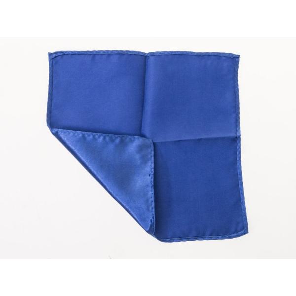 メンズファション ビジネス カジュアル 光沢感 無地 ポケットチーフ ハンカチ#ブルー