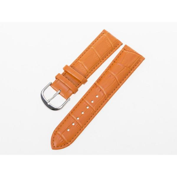 ファション 男女兼用 腕時計 交換用 パーツ 本革製 ワニ革風 ベルト バンド#オレンジ 22MM