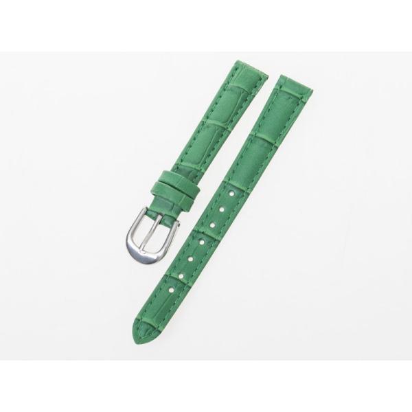 ファション 男女兼用 腕時計 交換用 パーツ 本革製 ワニ革風 ベルト バンド#グリーン 12MM
