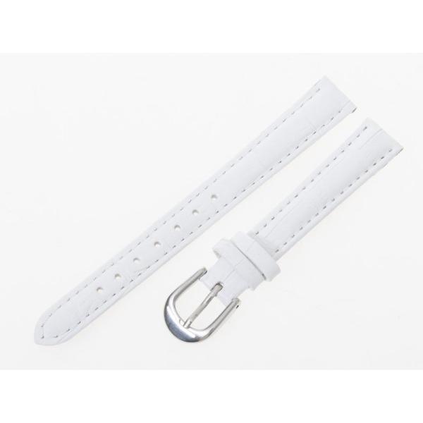 ファション 男女兼用 腕時計 交換用 パーツ 本革製 ワニ革風 ベルト バンド#ホワイト 12MM