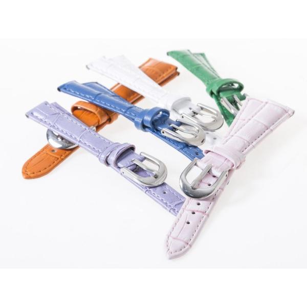 ファション 男女兼用 腕時計 交換用 パーツ 本革製 ワニ革風 ベルト バンド#ホワイト 16MM