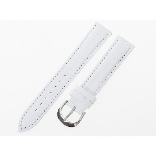 ファション 男女兼用 腕時計 交換用 パーツ 本革製 ワニ革風 ベルト バンド#ホワイト 19MM