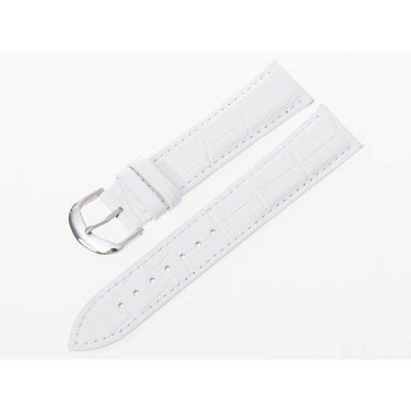 ファション 男女兼用 腕時計 交換用 パーツ 本革製 ワニ革風 ベルト バンド#ホワイト 20MM
