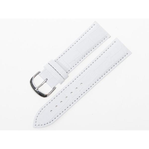 ファション 男女兼用 腕時計 交換用 パーツ 本革製 ワニ革風 ベルト バンド#ホワイト 22MM