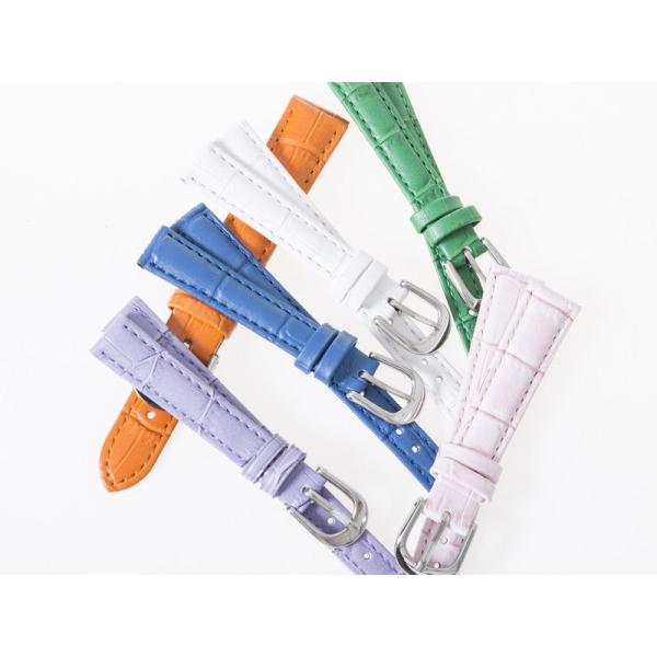 ファション 男女兼用 腕時計 交換用 パーツ 本革製 ワニ革風 ベルト バンド#パープル 20MM