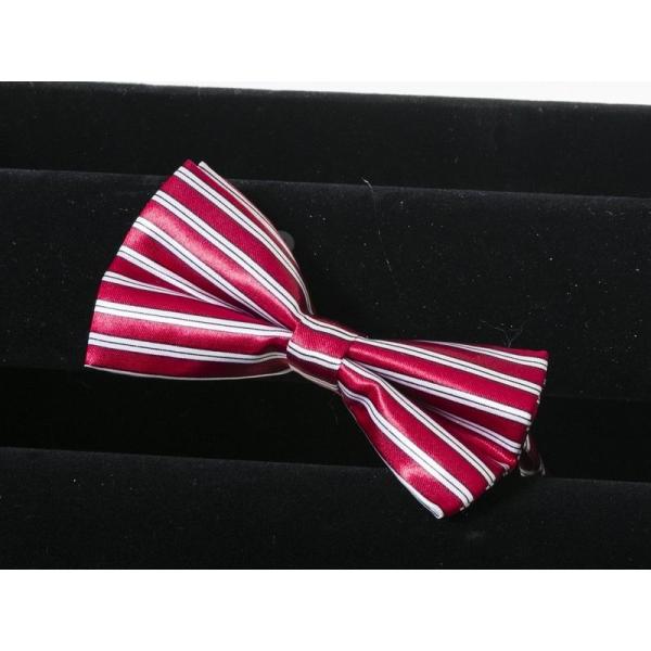 ファッション小物 衣装 コスプレ 正装など リボン ボウタイ#レッド+ホワイトストライプ
