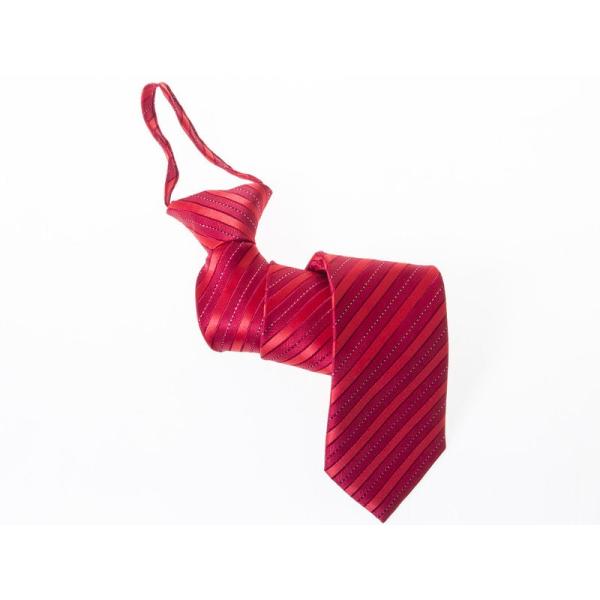 メンズファッション 赤系 ジッパー式 ワンタッチネクタイ クイックネクタイ 結び不要#ストライプB