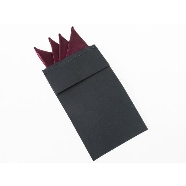 メンズ 正装 ビジネス スーツ タキシード ポケットチーフ ハンカチ 三角×4 一体型#ワインレッド