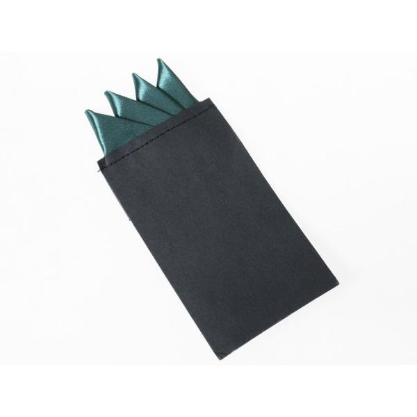 メンズ 正装 ビジネス スーツ タキシード ポケットチーフ ハンカチ 三角×4 一体型#ダークグリー...