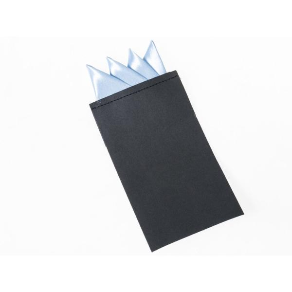 メンズ 正装 ビジネス スーツ タキシード ポケットチーフ ハンカチ 三角×4 一体型#スカイブルー