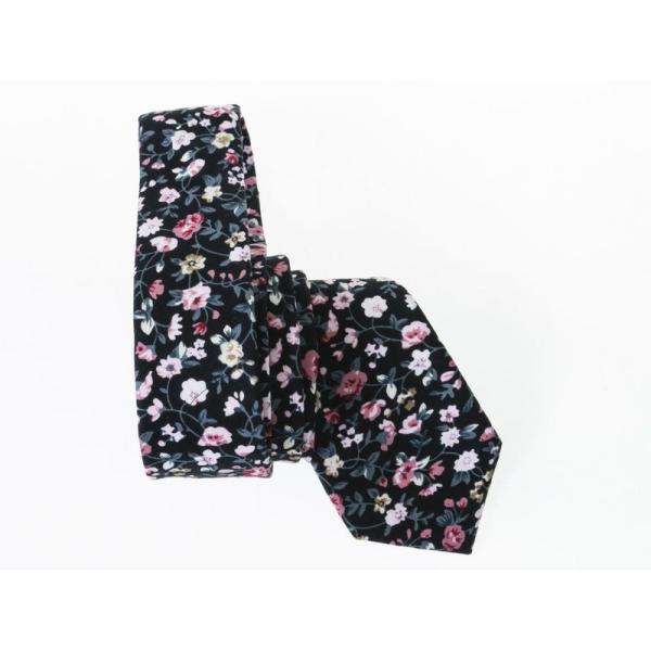 カジュアル ビジネス 正装 ファッション小物 スーツなど 細身ネクタイ 幅6CM#花柄ダークブルー