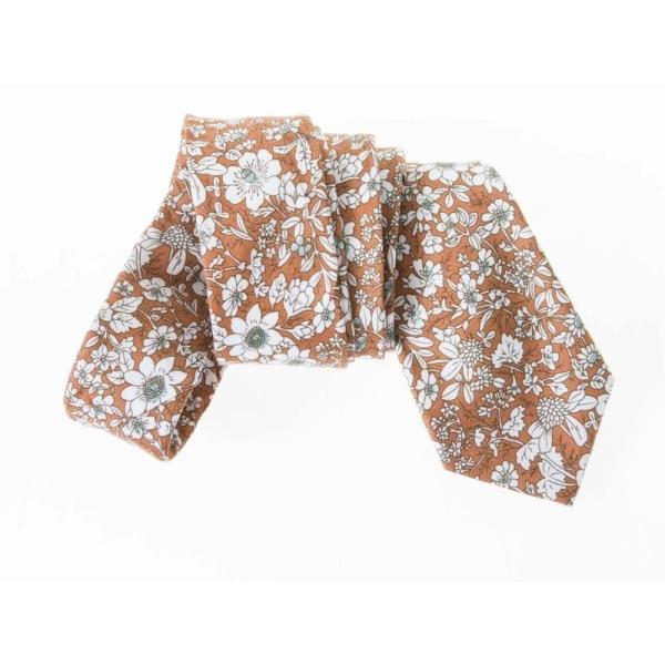 カジュアル ビジネス 正装 ファッション小物 スーツなど 細身ネクタイ 幅6CM#花柄 オレンジ