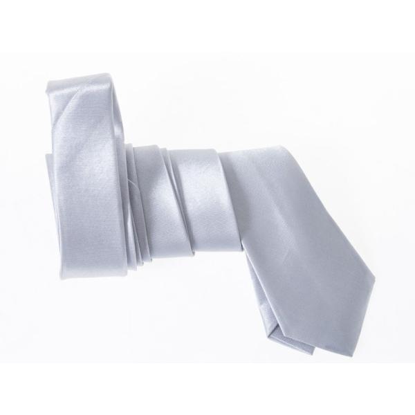 男女兼用 カジュアル ビジネス 正装 ファッション小物 スーツなど 細身ネクタイ 無地#シルバー