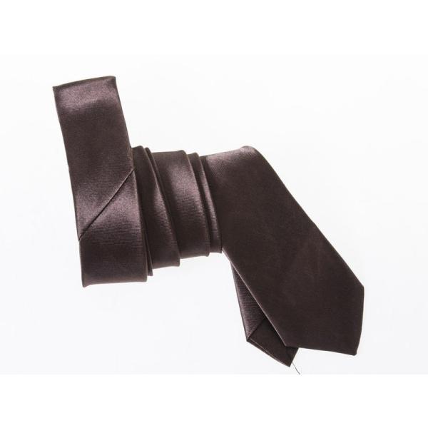 男女兼用 カジュアル ビジネス 正装 ファッション小物 スーツなど 細身ネクタイ 無地#ブラウン