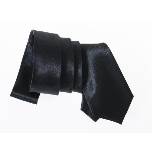 男女兼用 カジュアル ビジネス 正装 ファッション小物 スーツなど 細身ネクタイ 無地#ブラック