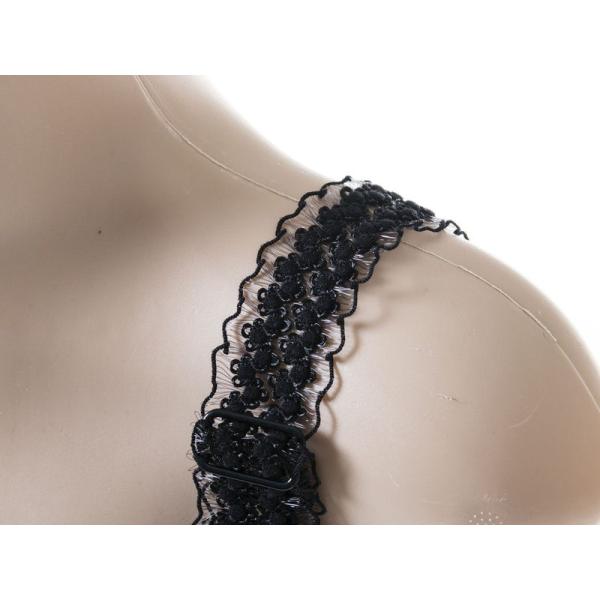 レディースファッション かわいい フリル ブラジャー付け替えストラップ#2本ラインタイプ ブラック