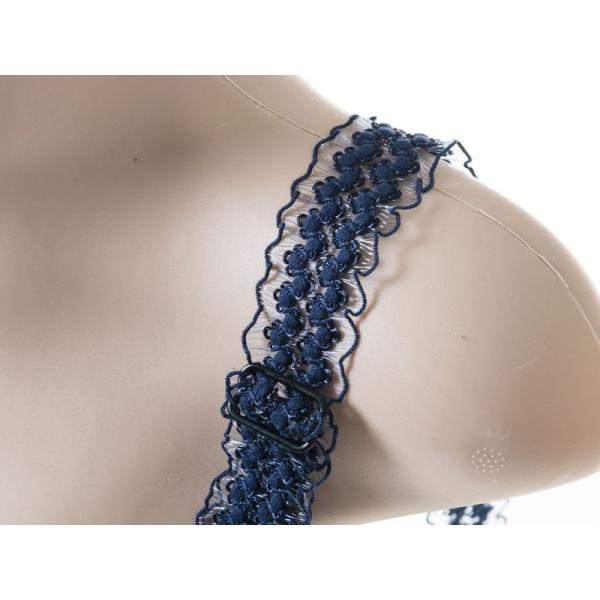 レディースファッション かわいい フリル ブラジャー付け替えストラップ#2本ラインタイプ ネイビー