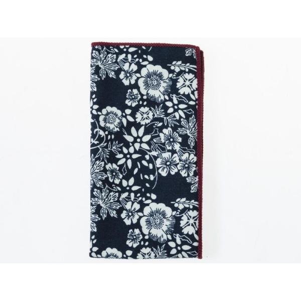 メンズファション小物 正装 ビジネス カジュアル レトロ風 ポケットチーフ ハンカチ#ネイビー×フラ...