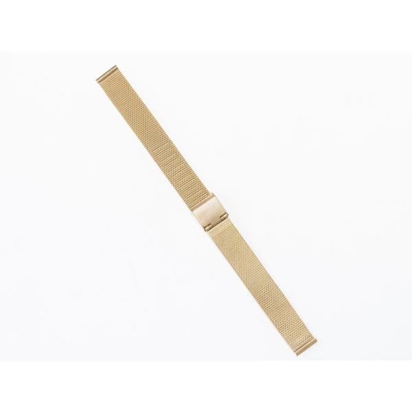 汎用 ステンレス製 メッシュ 腕時計 ベルト ブレスレット バンド 交換用 16MM#ゴールド