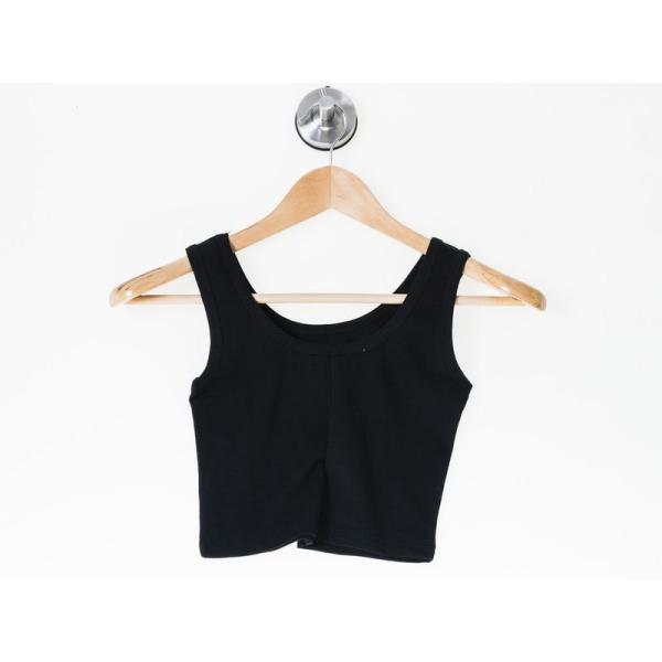 レディース Uネック スポーツ ショート丈 タンクトップ#Sサイズ ブラック