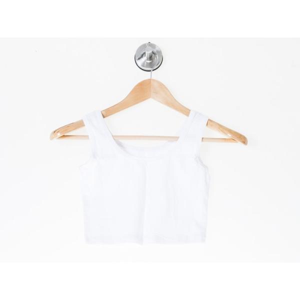 レディース Uネック スポーツ ショート丈 タンクトップ#XLサイズ ホワイト